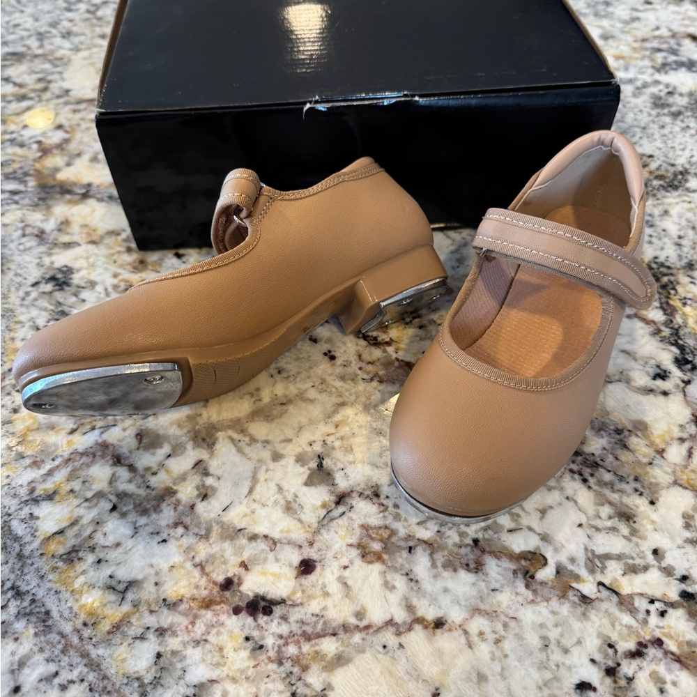 Tan Tap Dance Shoes with Silver Accents